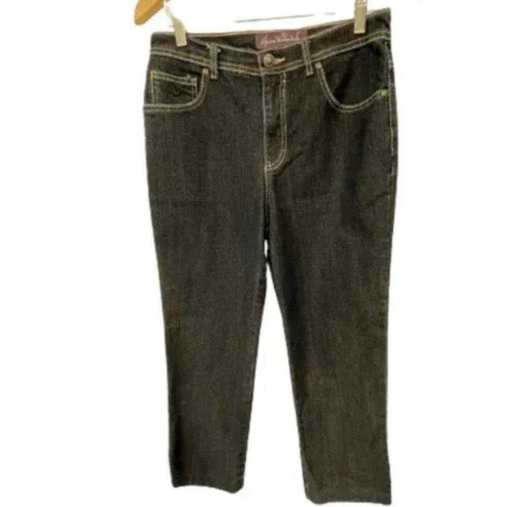 Gloria Vanderbilt Jeans Womens Denim Charcoal Zip Fly Pockets Straight L…